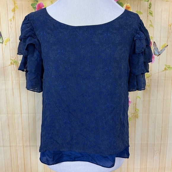 MARGARITA SAPLALA Blue Silk Top - Picture 1 of 7